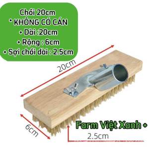Chổi Sắt Mạ Đồng Tay Cầm Inox Dài 130cm Chà Sân Vườn Vệ Sinh Nơi Rêu Bám Bẩn Kích Thước 20cm 30cm 45cm