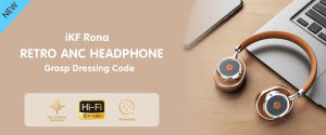 iKF Rona Retro Wireless Bluetooth Headphones Adaptive Active Noise Reduction Headset Transparency Mode ENC Built-in Mic 75H Playback OOTD for iOS/Andriod