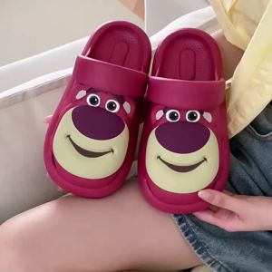 XIXITIAO Womens Summer Casual Seaside Holiday Outdoor Closed Toe Slippers Cute Strawberry Bear Hole Shoes