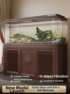 Integrated Bottom Filtered Aquarium Ultra Quiet Maintenance-Free Ultra Clear Glass Square Fish Tank