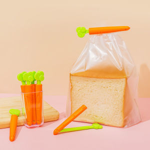 5pcs Food Sealing Clip Cartoon Carrot Shape With Cler Box Portable Bag Sealing Clips Snack Bag Kitchen Storage Clamp Tools