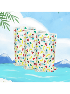 30Pcs Party Gift Bags Spring and Summer Fruit Pattern Gift Packaging Bags with Banana Watermelon Lemon Designs Birthday and Holiday Party Gift Packaging Tote Bags