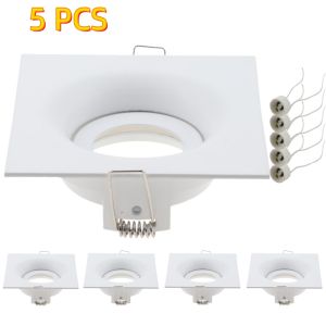 5 Pcs Led Downlight Round Square Recessed Ceiling Spot Lamp Frame with GU10 Holder Spotlight Fitting Fixture for Balcony