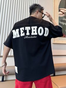 เสื้อยืดแขนสั้นผ้าฝ้ายแท้ไซส์ใหญ่ 300 ปอนด์ ฤดูร้อน เสื้อยืดคอกลมสำหรับผู้ชาย สไตล์ลำลอง หลวม แขนยาวครึ่งตัว เสื้อผ้าทำงาน