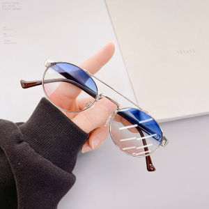 JN IMPRESSION New Style Double Beam Oval Small Frame Sunglasses Personality Sunshade All-match Anti-ultraviolet Sunglasses for Women