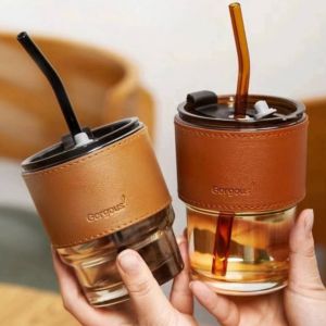 เครื่องดื่มแก้ว แก้วชงกาแฟ แก้วคาเฟ แก้วน้ำสไตล์ มินินอล แก้วกาแฟ สุดเสมอ ชิคๆ คลูๆ น่ารัก ขนาด 400ml