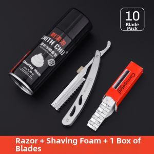 Classic Manual Shaving Razor for Men Face Stubble Trimming Beauty Hair Grooming Tool Stainless Steel Blade Portable Travel Kit