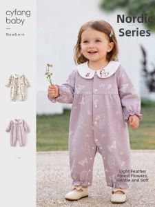 CAIYINGFANG | Breathable Cotton Flower Patterned Baby Romper