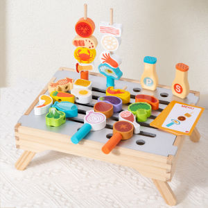 Childrens Wooden Imitation Barbecue Grill Toy For Role-Playing Home Cooking And Food Recognition Available In Two Styles
