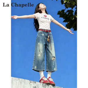 La Chapelle | Quần Jeans Skinny Hợp Thời Trang In Sao Mài Sờn Dáng Xòe Bảy Phân Tám