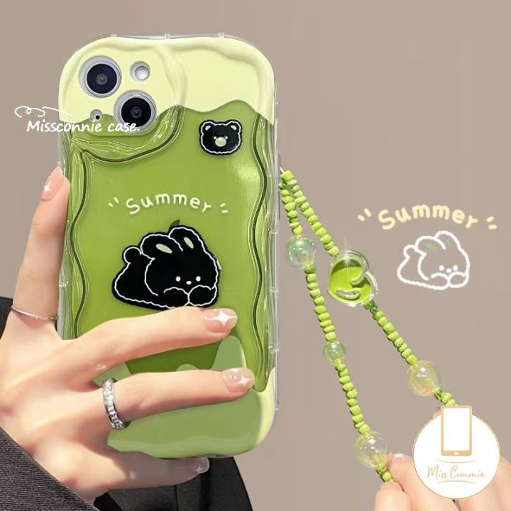 MissConnie Summer Matcha Green Ice Cream Black Rabbit Case