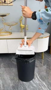 Hands-free automatic clip mop and face towel reusable press-to-disassemble convenient mopping tool Dust Mop with 360° Rotating Cleaning Tool Toilet Scrub Brush Desechable