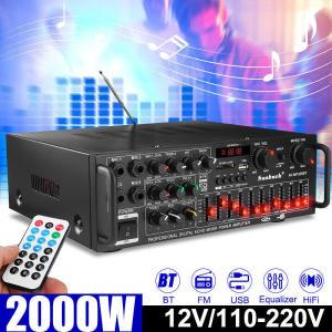 📢Malaysia spot📢 SUNBUCK Home Theater Amplifiers 2000W 2.0 Channel Audio Amplifier Stereo USB AV Amp Ser Support 4 Microphon 4.9 325BT Home Theatre FM Radio AMP USB丨 Amplifier home speaker 2 channel Amplifier home karaoke bluetooth USB AMP Sound System k