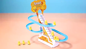 [SG Stock] Small Duck Electric Climbing Stair Track Toy with Music & Colorful Lights for Kids 3+