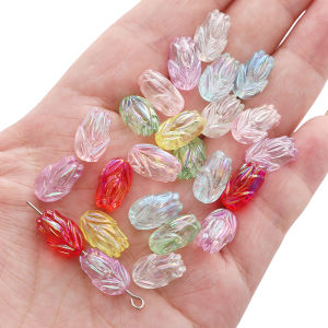 10/30pcs 8x13mm Acrylic Color Plated Beads Tulip Shape For Handmade Bracelet Necklace Earring Keychain DIY Craft Jewelry Making Accessories