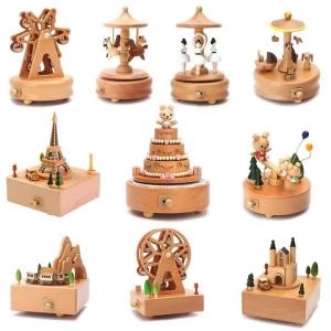 Wind Up Musical Box Wooden Music Box Wood Crafts Retro Birthday Gift Vintage Home Decoration Accessories Valentines Day Gift