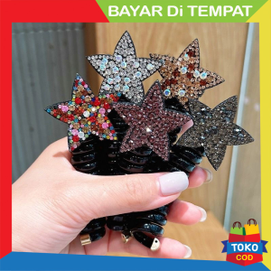 Pita Rambut Spiral Bintang Berlian - Mode Korea untuk Tampilan Glamour JPT24