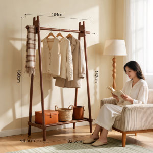TINGXU | Foldable French Style Solid Wood Floor-standing Bedroom Home Clothing Storage Coat Rack