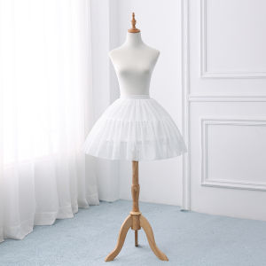 Women Girls Ruffled Short Petticoat Solid Fluffy Bubble Tutu Skirt Puffy Half Slip Prom Crinoline Underskirt No Hoop