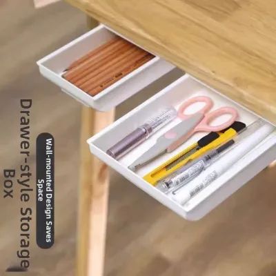 under Desk Drawer Style Storage Box Invisible Office Dormitory Good Stuff Table Bottom Hidden Organizer No Punching Shelf