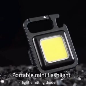 Lampu Senter Gantungan Kunci LED Mini COB // Portable Keychain Karabiner Work Light//Lampu Multifungsi Super Terang Anti-Air Untuk Outdoor