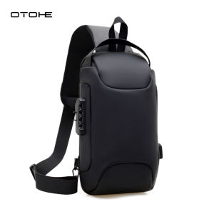 OTOHE Mens Chest Bag Multi-Functional Waterproof Crossbody Bag Business Anti-Theft USB Bag Combination Lock Casual Sports Street Shoulder Bags Messenger Bag Stylish Handheld Motorcycle Chest Bag