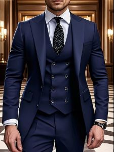 3PCS Gray/Black Mens Suits Formal Business Groom Tuxedo for Wedding Party Peak Lapel Jacket Vest Pants Set for BanqueOffice