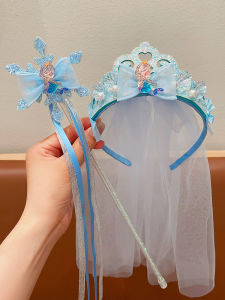 Princess Elsa Birthday Girls Headwear Crown Magic Wand Headband Baby Girl Fairy Tale Costume Accessories Princess Dress up