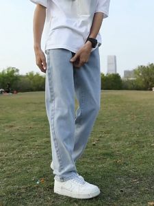 Celana jeanspria celana koreanstyle jeans longgar jeans panjang pria Celana panjang kulot kaki lebar