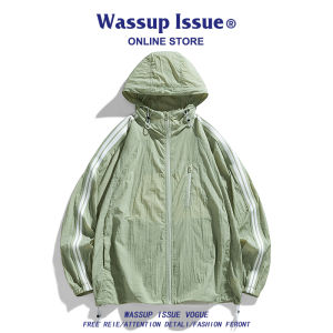 Wassup Issue Two Bars Sun Protection Clothing Loose Hooded Summer Mens Outdoor Sports and Casual Outwear Men