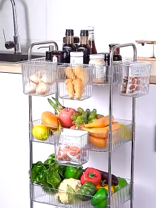 HOBWO ชั้นวางของ ใช้เป็นชั้นวางหนังสือได้ รถเข็น โปรงใส วัสดุอะคริลิก มีล้อเลื่อนเคลื่อนย้ายสะดวก 2~4ชั้น มีหลายสีและขนาด