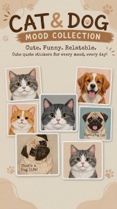 Cute Cat & Dog UV DTF Stickers | Funny Pet Motivation Stickers | Waterproof Laptop Tumbler Phone Case Stickers