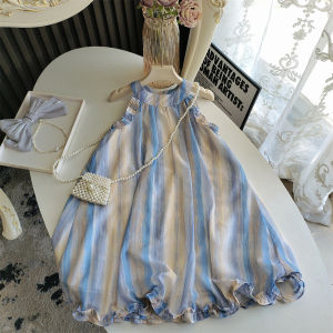 Váy Đi Biển Cho Bé Gái Mùa Hè Mới Phong Cách Hàn Quốc Không Tay Viền Ren Cổ Treo Váy Công Chúa Váy Cho Bé Gái