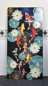 Tranh bóng kiếng Đàn Cá Chép bên Hoa Sen trắng tuyệt đẹp nhiều kích thước BK0355