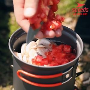 SPEEDS Alat Masak Set Mini Camping Cooking Set 2-3 Orang Nesting Stove Cookware Portable 003-201
