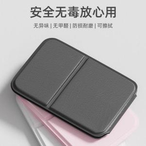 Portable Folding Handheld Makeup Mirror Travel Student Dormitory Mini Personal Compact Mirror Retro Style PU Frame Non-Luminous