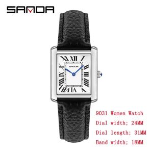 Sanda | SANDA Couple Watch 30M Waterproof Casual Fashion Women Men Quartz Watches Wear Resistant Leather Strap Square Dial Design Reloj