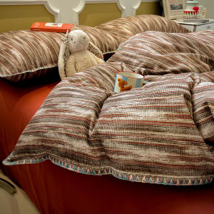 High Quality Class a Fleece Bedding Set Pure Cotton Thickened Four-Piece Suite Autumn Winter Duvet Cover Sheet Pillowcase