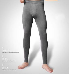 Chasing Deer แท้ผ้าฝ้ายความร้อนกางเกงสําหรับชายเอวสูง Midweight WARM หนาสีทึบสไตล์เรียบง่าย