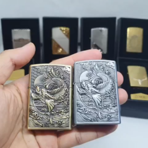 HỘP QUẸT BẬT LỬA ZORRO CÁ CHÉP HÓA PHƯỢNG HOÀNG KHẮC NỔI 6 MẶT