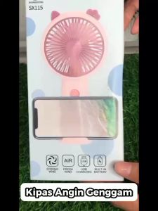 Kipas Angin Genggam Tangan Portable Karakter Kuping Kucing + Tatakan Stand Hp / Cute Mini Handheld Fan / Pendingin Udara Anti Gerah Panas Motif Warna Lucu Rechargeable USB Simple Untuk Acara Outdoor Konser Piknik Travelling Hiasan Meja Serbaguna - HOMIA