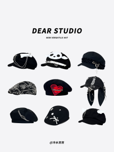 หมวกเบเร่ต์ทรงแปดเหลี่ยมสีดำ ทรงลำลอง ฤดูใบไม้ผลิและฤดูร้อน หมวกเด็กส่งหนังสือพิมพ์แบบลำลอง แบรนด์อื่นๆ สไตล์หวานและน่ารัก