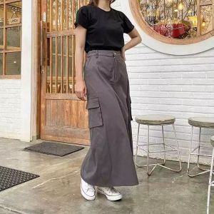 CARGO SKIRT WANITA / ROK CARGO PANJANG WANITA JUMBO BAHAN TWILL COMBET PREMIUM