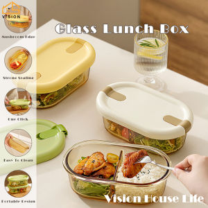 Vision 750ml Heat Resistant Borosilicate Glass Lunch Box Tempered Glass Food Container with Cover Microwave-heated Food Storage Box Air Tight Vent Hole Freezer Safe Organizer