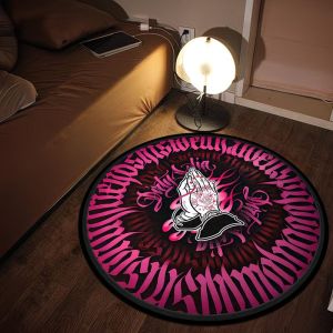VIKAMA Gothic Praying Hands Round Rug Soft Non Slip Gaming Chair Mat Bedroom Carpet Home Decor