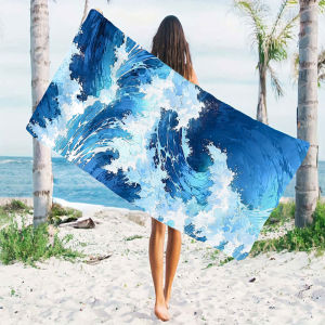 Anime Waves Quick Drying Microfiber Beach Towel Lightweight for Swimming Camping Yoga - Bath Towel