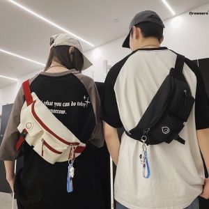 Mens Street Style Outdoor Leisure Sports Chest Bag Small Backpack Crossbody Bag Single Shoulder Bag Student Casual Pack