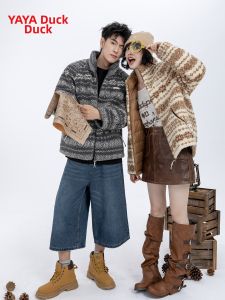 YAYA | Couples Style Sherpa Fleece Casual Match Down Jacket