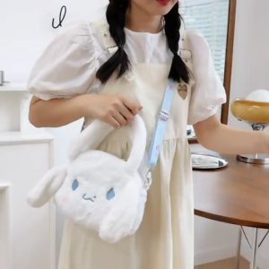 Túi xách đeo chéo Ulzzang hình chú chó Cinnamoroll Vải nhung lông dễ thương hottrend cho bạn nữ