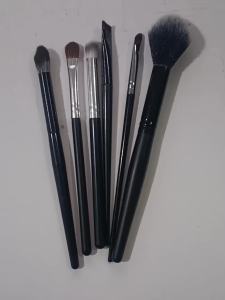 6PCS All-in-One Black Makeup Brush Setblush Brush+Multi-Size Eyeshadow&Eyebrow BrushesFull Face Cosmetic Kit for Blush